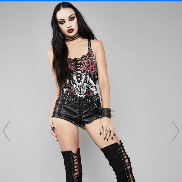 Mark of the Beast Lace-Up Bodysuit Widow DollsKill - Picture 4 of 4